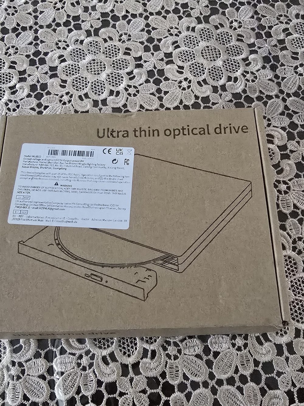 Ultra Thin Optical Drive - Slim External DVD/CD Drive (Brown)
